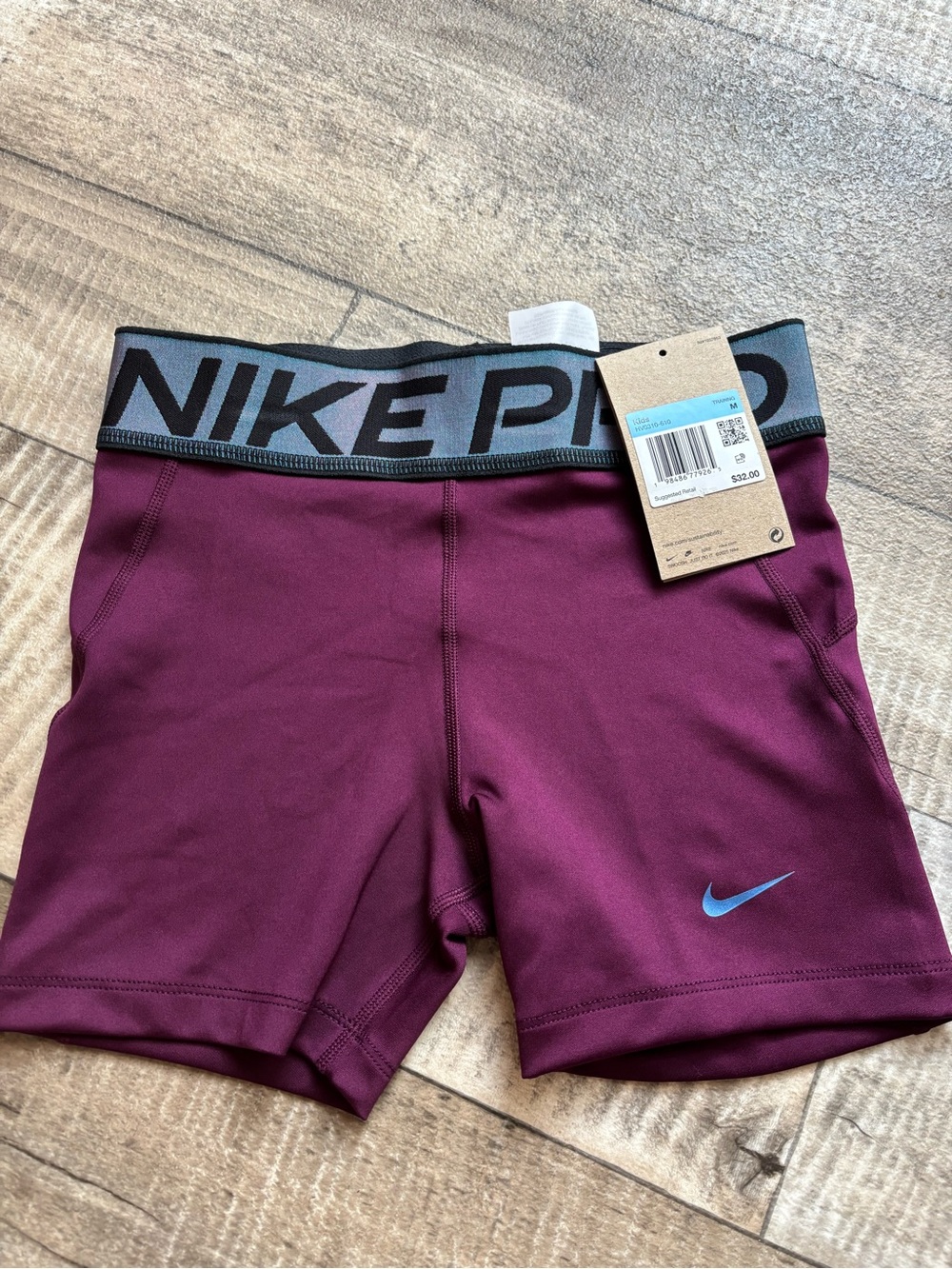 Nike Maroon Kids Training Shorts with Grey Branded Waistband